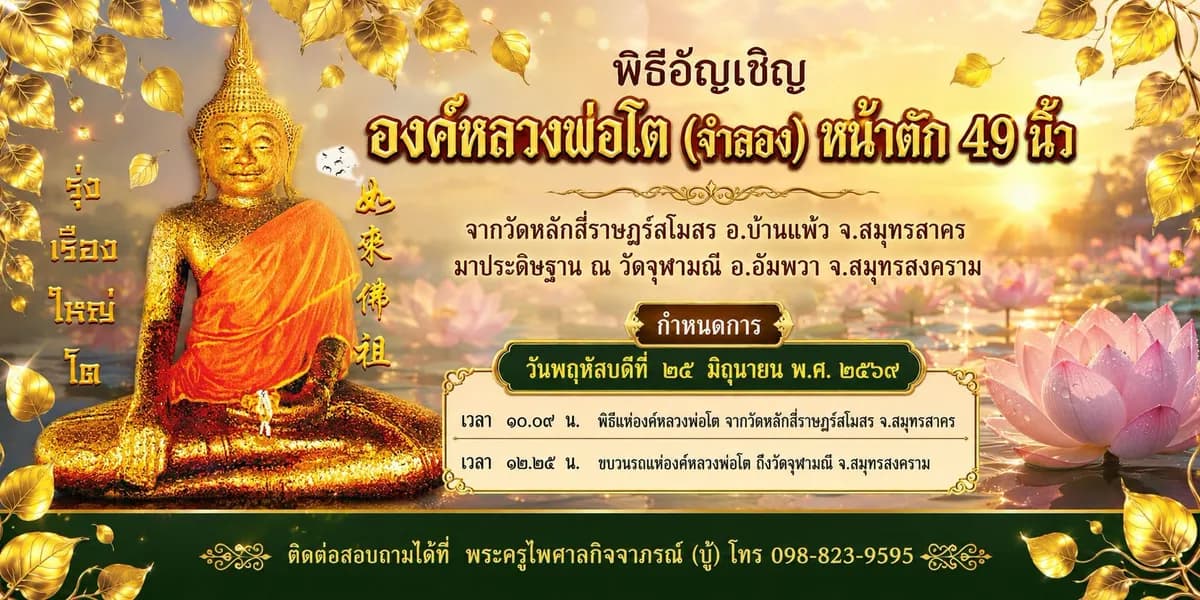 พิธีอัญเชิญองค์หลวงพ่อโต (จำลอง) หน้าตัก ๔๙ นิ้ว